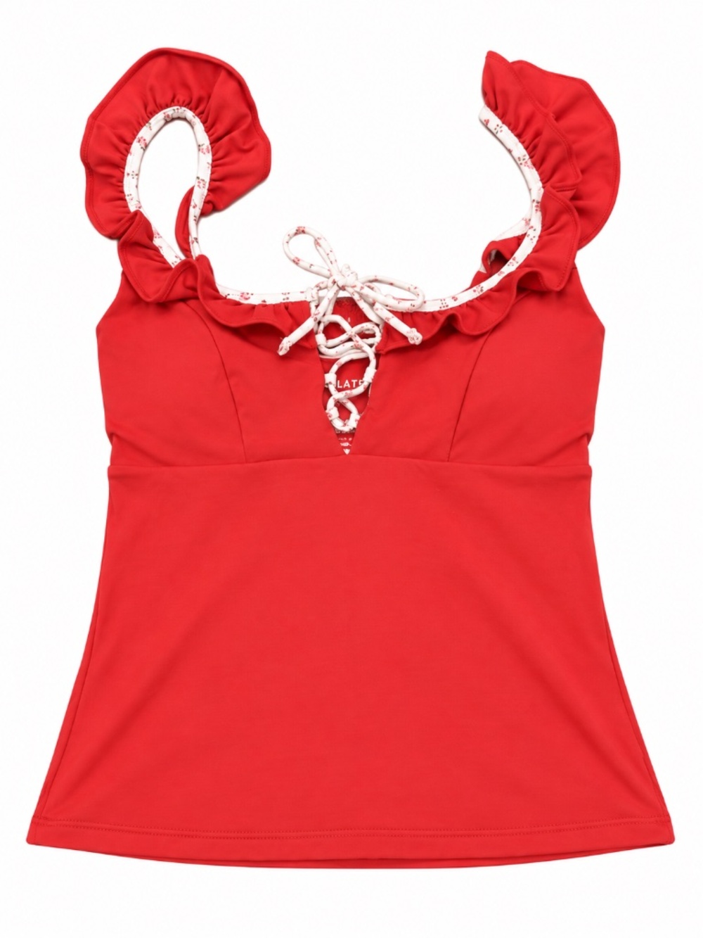 Blogilates Red Ruffle Lace-Up Back Workout Tank Top Size XS
